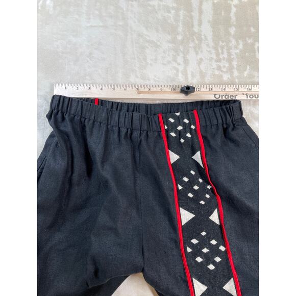 Unisex Vintage Linen Cotton Black & Red Tribal Ethnic Shirt & Pant Set Suit M - Picture 9 of 16